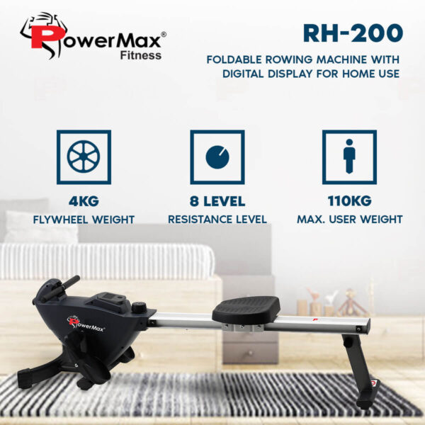 RH-200 Rowing Machine with Digital Display for Home use - Image 2