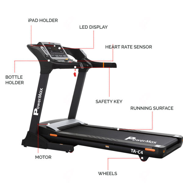 TA-C4® Premium Commercial AC Motorized Treadmill - Image 6