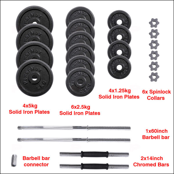 PDS-50 Dumbbells Set Metal Plates + Dumbbell Rods Home Gym - Image 5