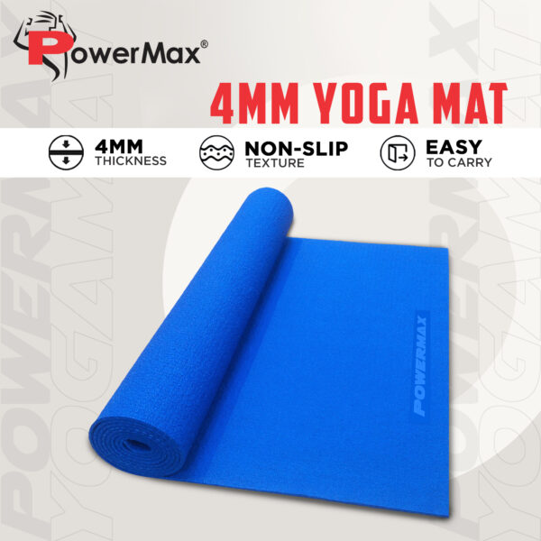 4mm Thick Premium Exercise Blue Color Yoga Mat - Image 4