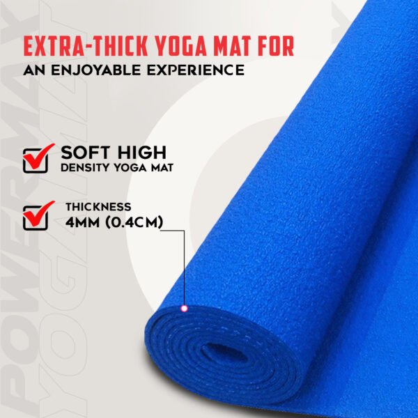 4mm Thick Premium Exercise Blue Color Yoga Mat - Image 5