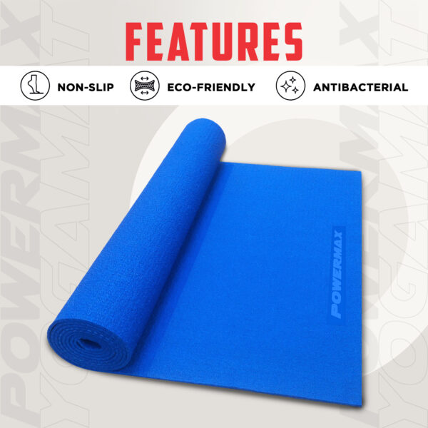 4mm Thick Premium Exercise Blue Color Yoga Mat - Image 6