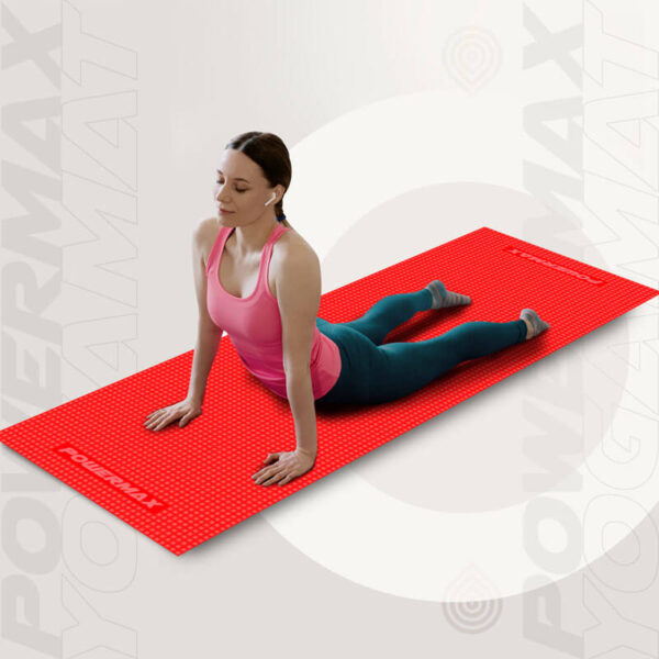 YE6-1.1-RD 6mm Thick Premium Exercise Red Color Yoga Mat - Image 2